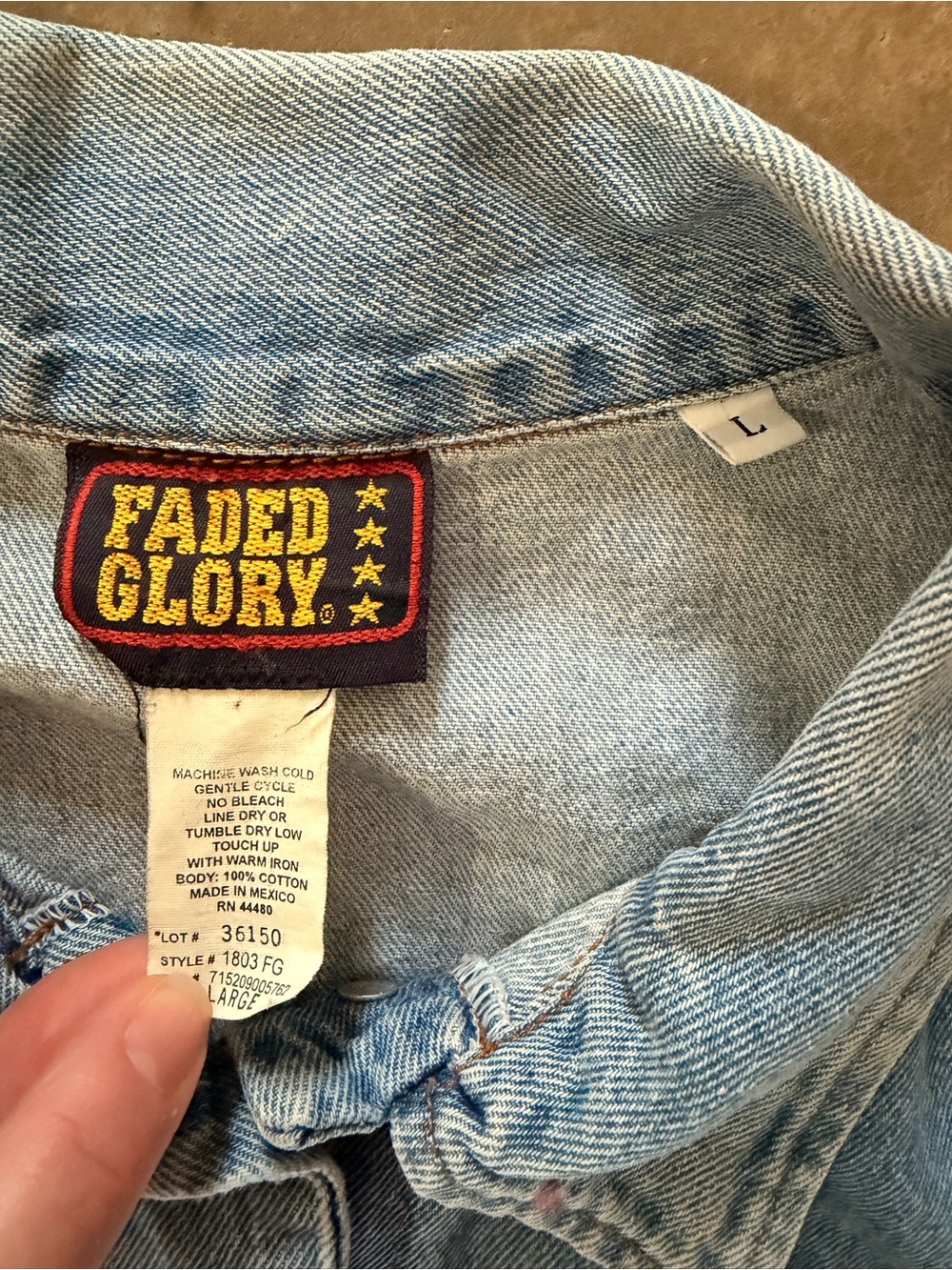 Vintage Faded Glory L Denim Vest Cotton Fall Family Photos Game Day Fit Tailgate - Picture 3 of 8
